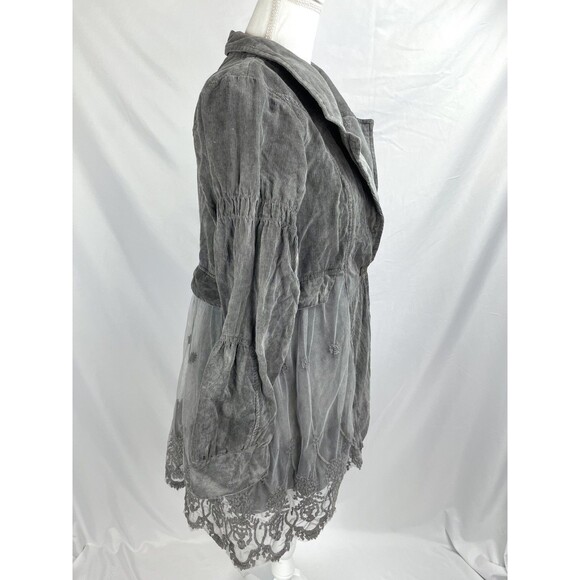Victorian Trading Co Jacket Women L/XL Gray Lace Corduroy Button Closure - Picture 9 of 16